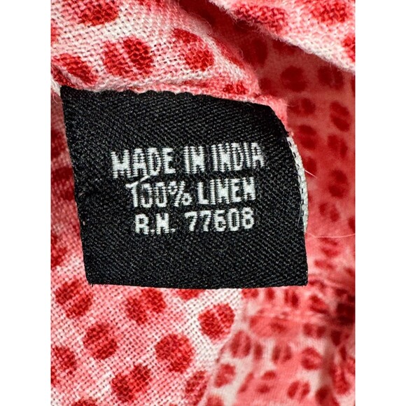 J Peterman Shirt Mens XL Red Dot Print Linen Short Sleeve Breathable Relaxed Fit - Picture 6 of 11